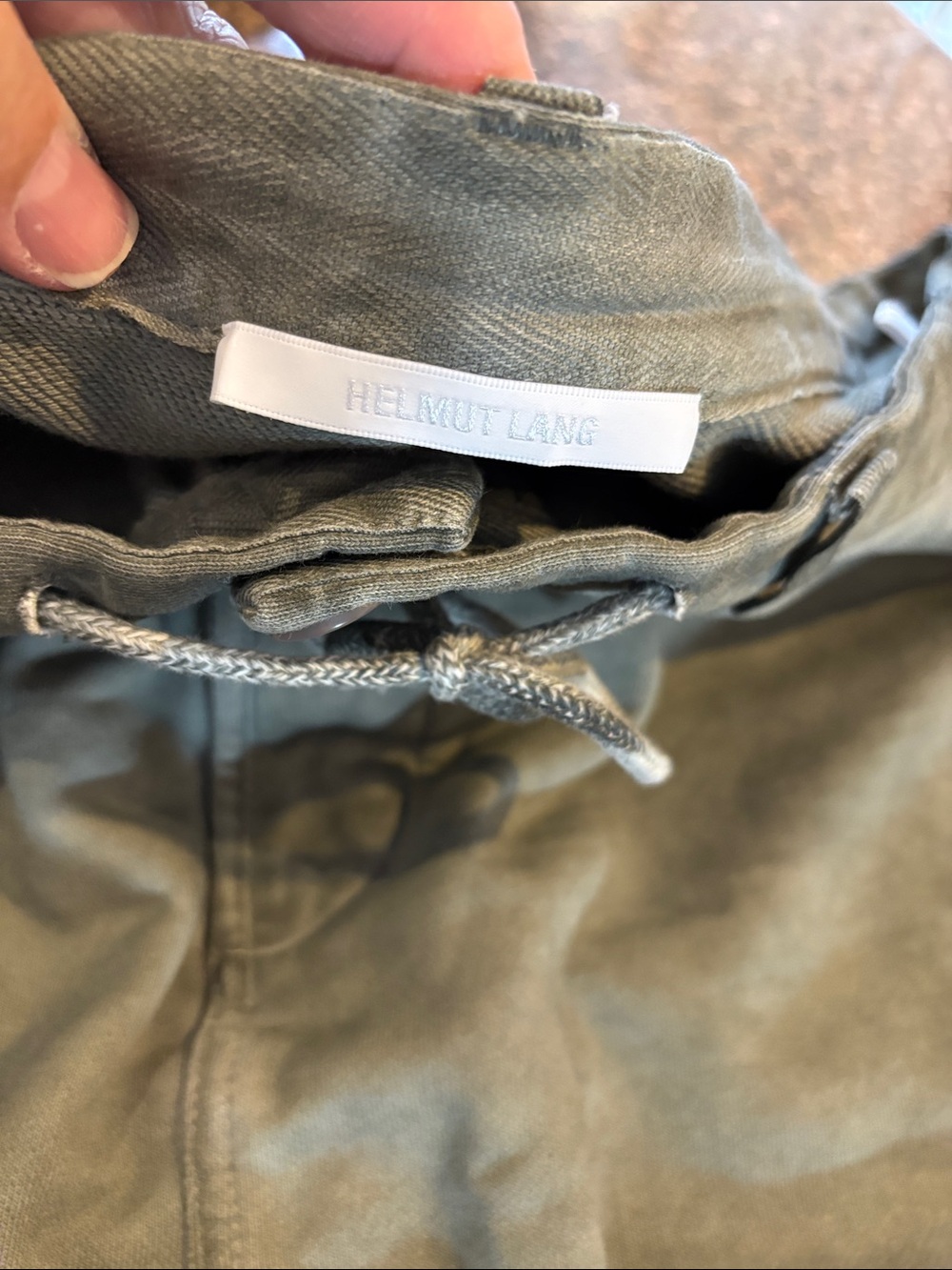 Helmut Lang Wide Leg Pants in Olive Green - Picture 5 of 11